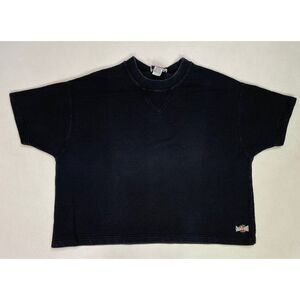 VINTAGE Crunch Crop T-shirt Women Large Black Short Sleeve